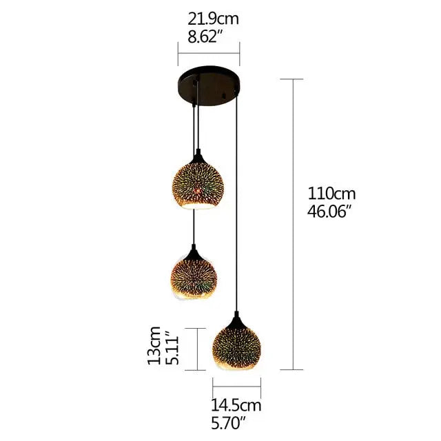 Modern 3D Colorful Starry Sky Glass LED Pendant Lamp Emma™ Spingar.com
