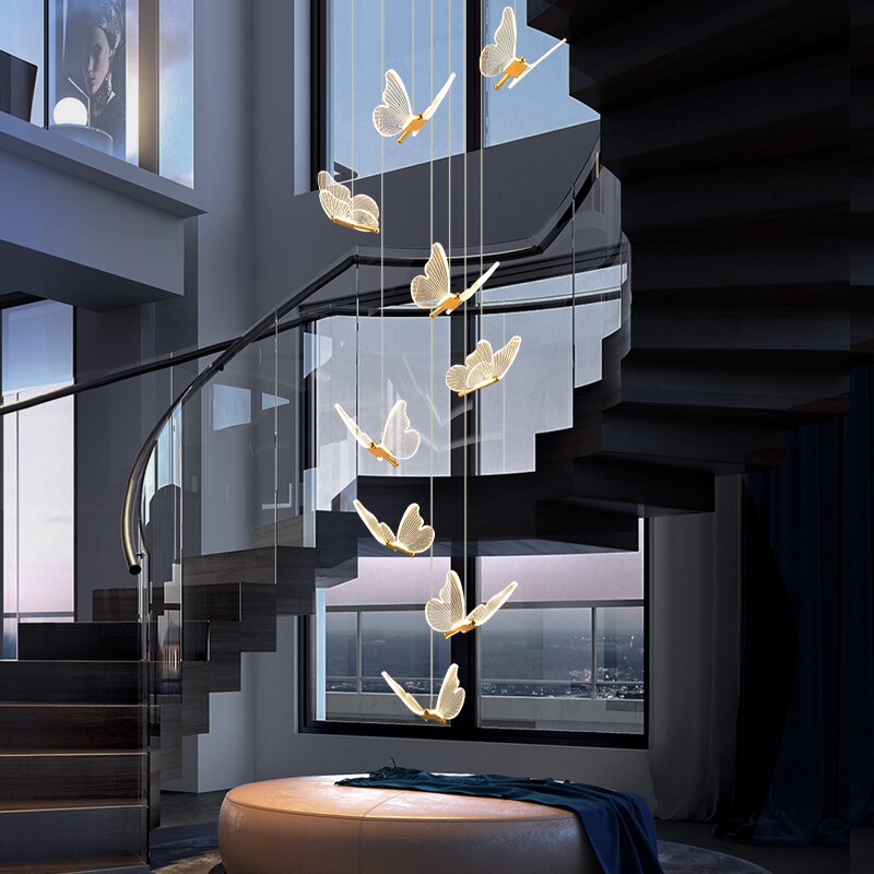 Modern Butterfly LED Stair Spiral Chandelier Eugene™