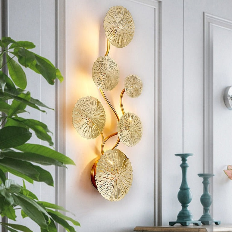 Gold Lotus Leaf LED Wall Lamp Idan