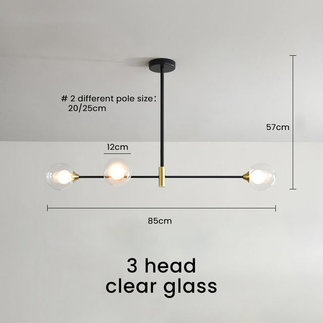 Moderne Glaskugel-Esszimmer-LED-Insel-Pendelleuchte Dilly