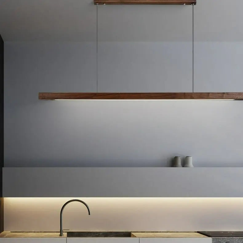 Walnut Wood LED Island Pendant Lamp Alves SPINGAR.COM