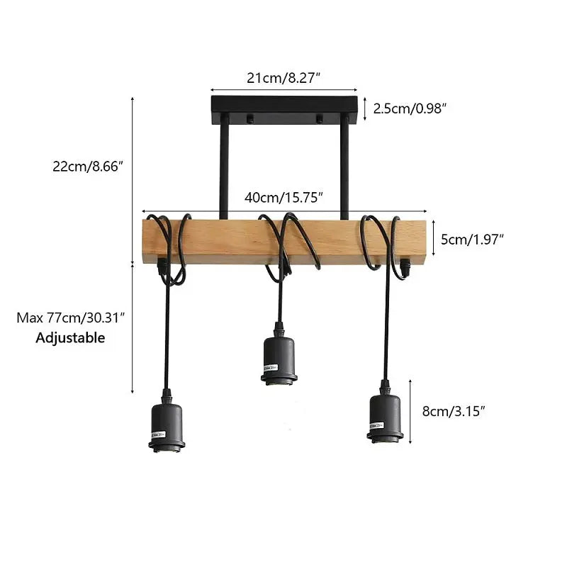 Industrial Wood LED Pendant Lamp SPINGAR.COM