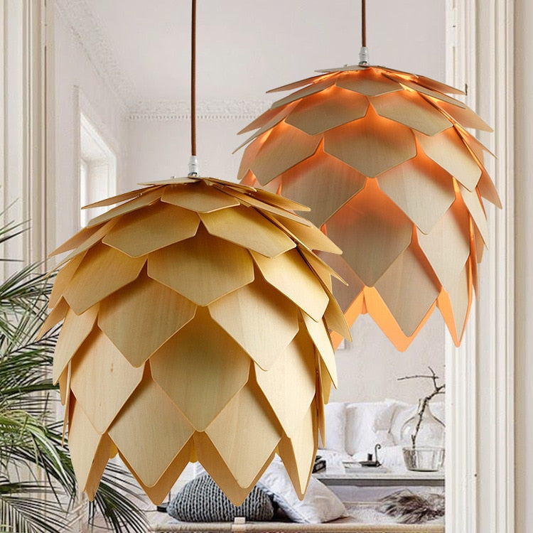 Handmade Wood LED Pendant Lamp Jaba